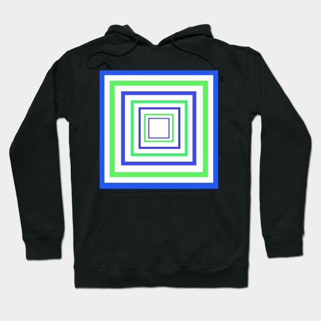 Concentric Squares Blue and Green Hoodie by Overthetopsm